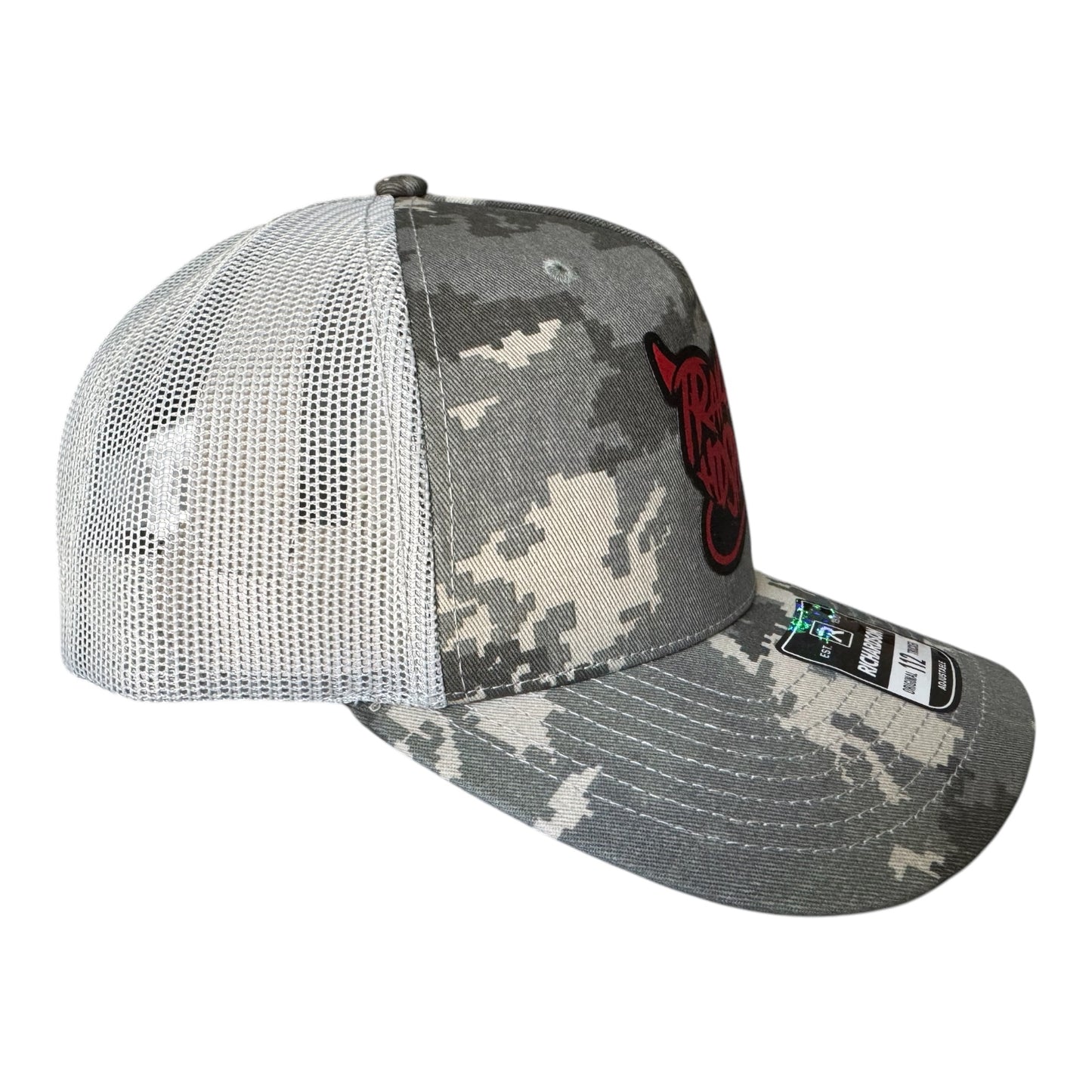 Richardson 112 trucker hat camouflage TRAKAS HDSPM woven patch