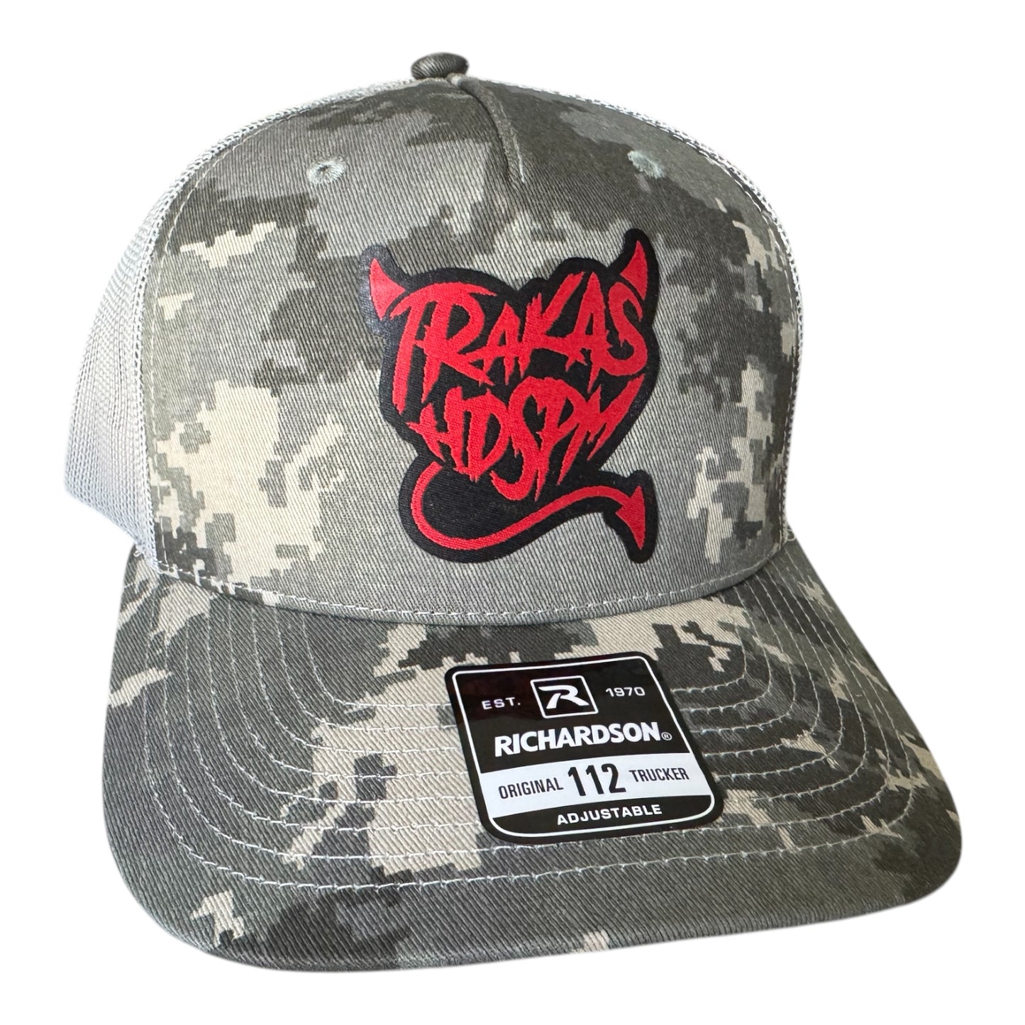 Richardson 112 trucker hat camouflage TRAKAS HDSPM woven patch