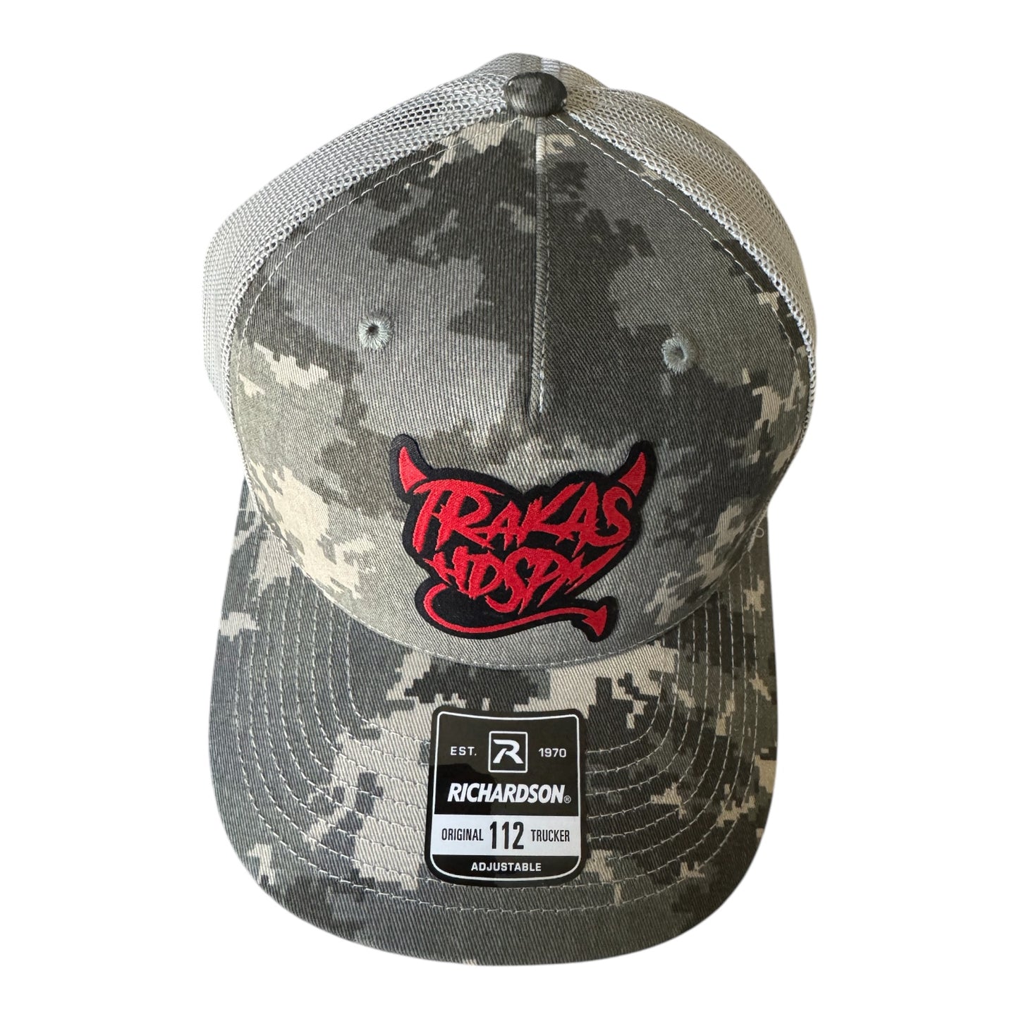 Richardson 112 trucker hat camouflage TRAKAS HDSPM woven patch