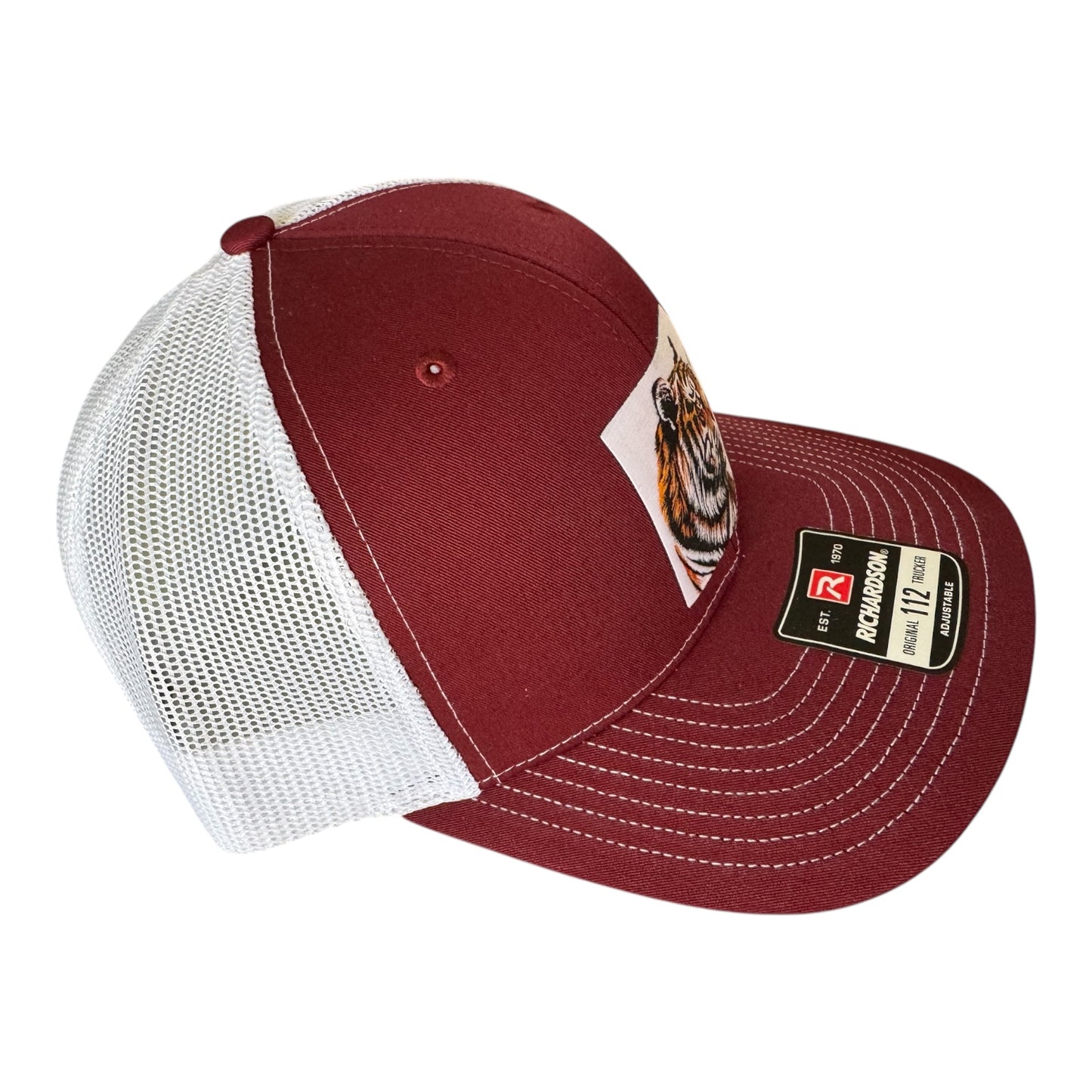 Richardson 112 trucker hat tiger face woven patch