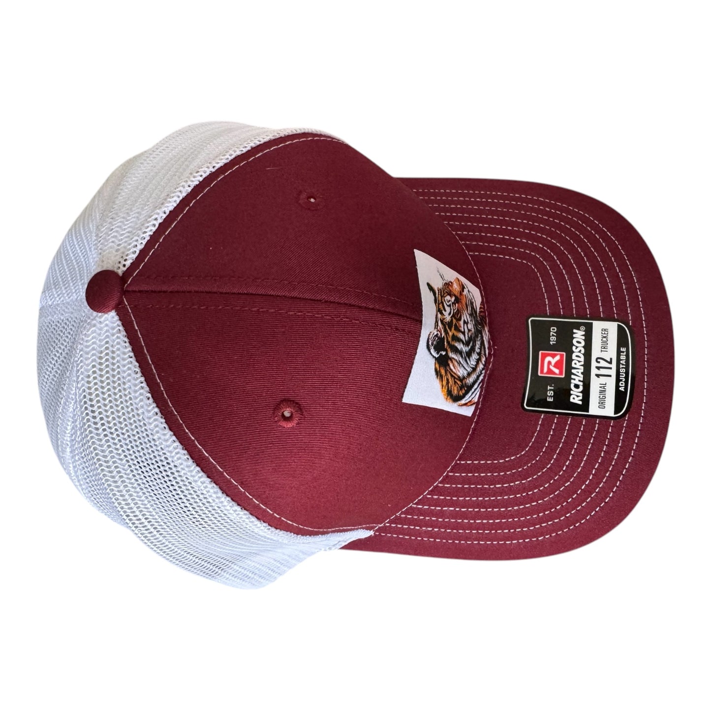 Richardson 112 trucker hat tiger face woven patch
