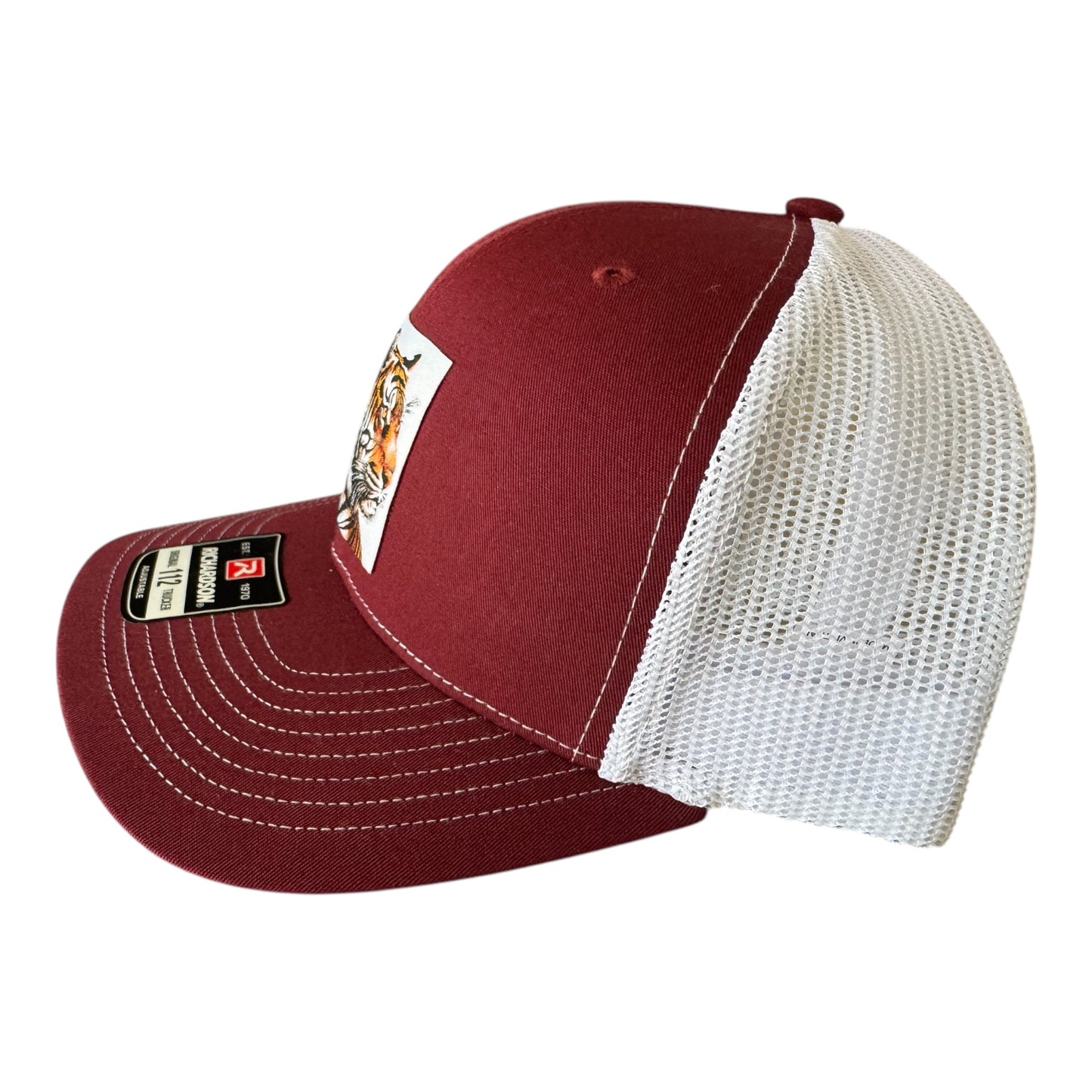 Richardson 112 trucker hat tiger face woven patch